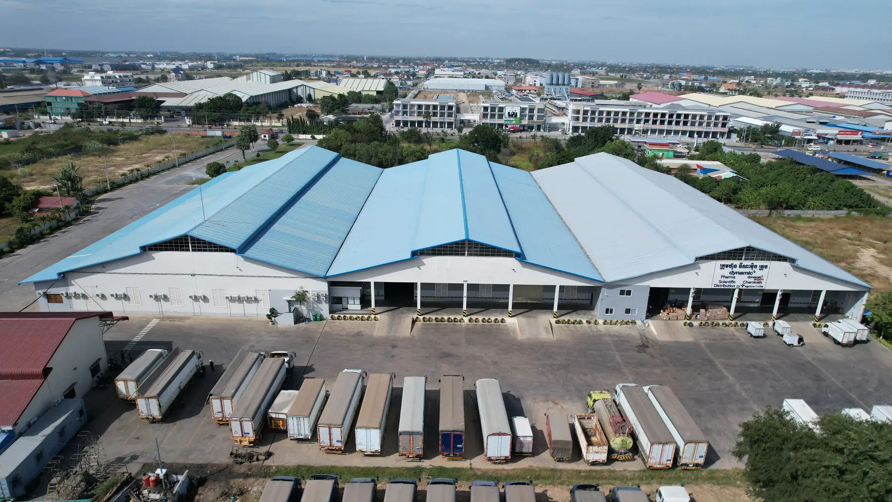 Aerial view of Geolink's logistics facilities and operating fleet