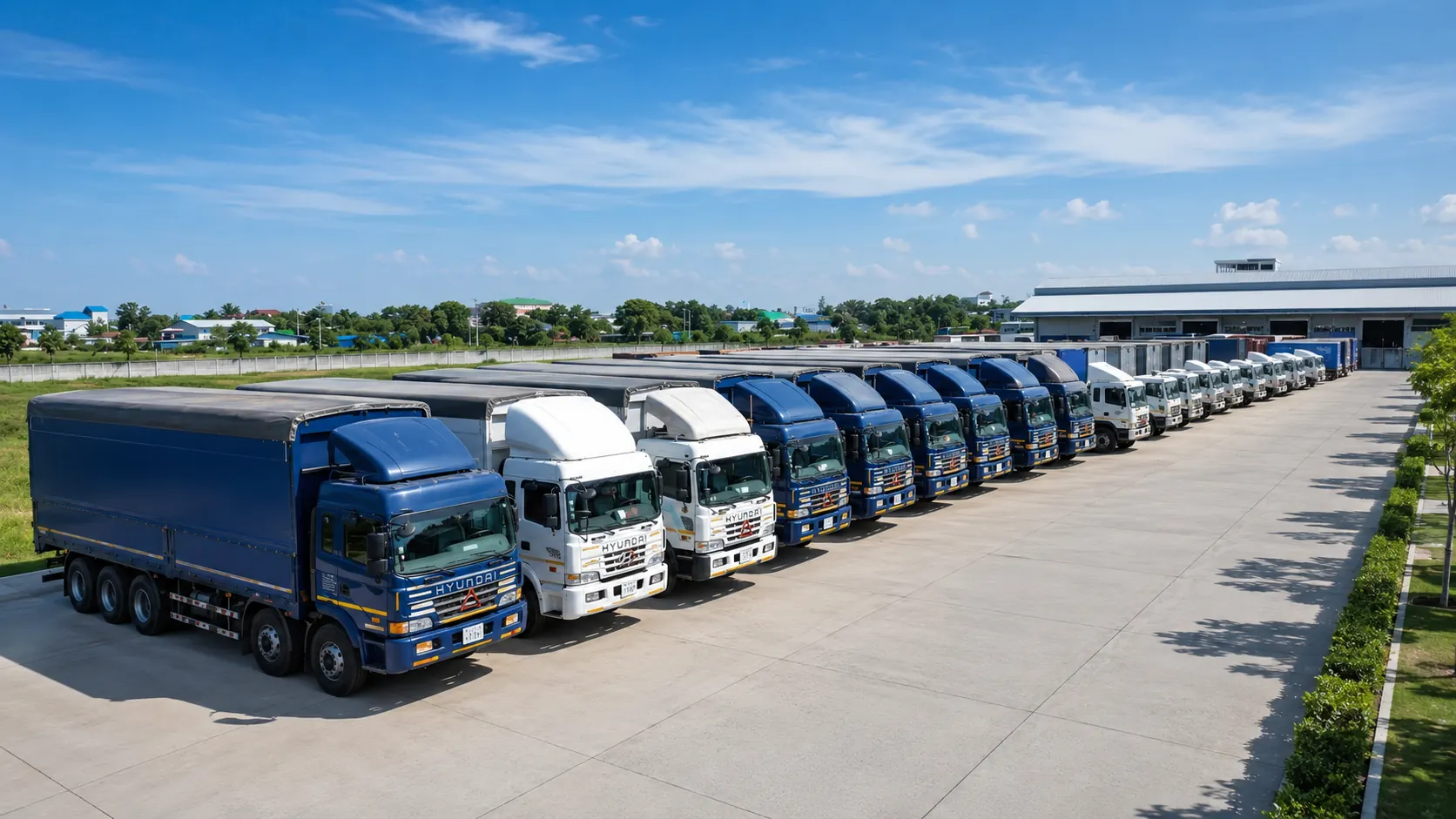Geolink cargo fleet positioned in the operations yard