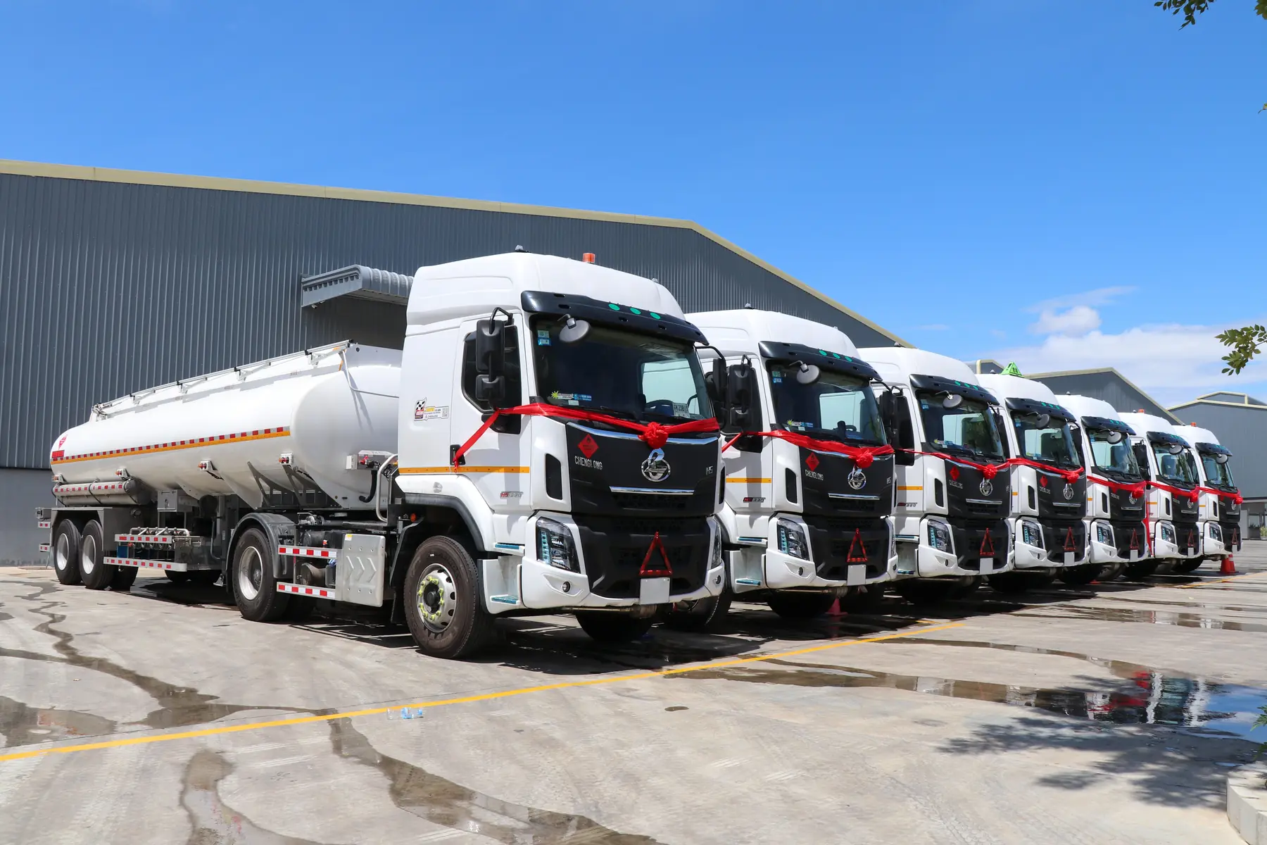 Geolink petroleum transport trucks at the facility